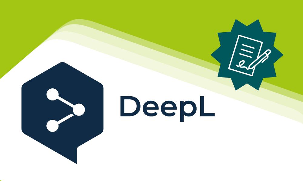 gkv informatik und DeepL-Logo mit Icon Vertragsunterschrift